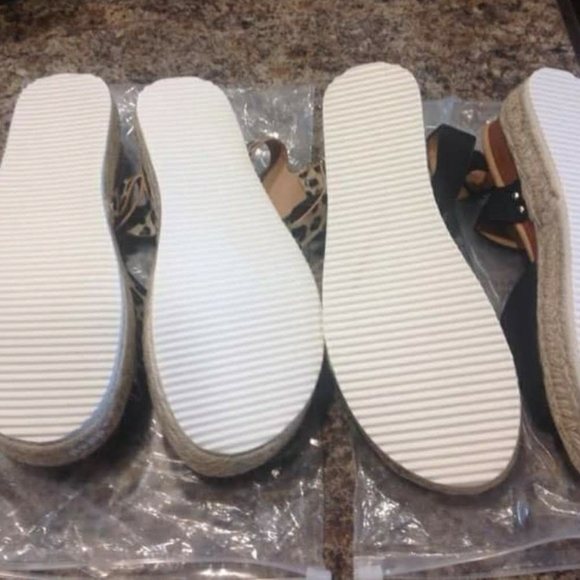 Leopard Espadrille Wedge Sandals - Picture 3 of 4